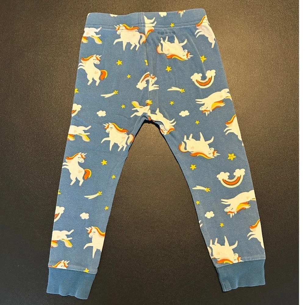 Old Navy Toddler Girls Unicorn Rainbow Pajama Set Blue 2-Piece 3T Cotton 1465